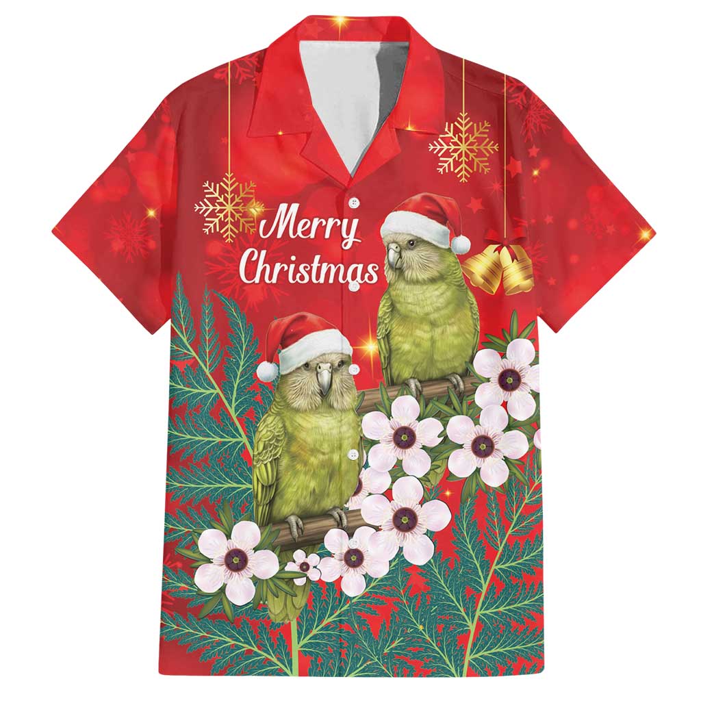New Zealand Kakapo Christmas Family Matching Tank Maxi Dress and Hawaiian Shirt Owl Parrot Santa Sliver Fern Manuka - Red - Polynesian Pride