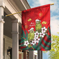 New Zealand Kakapo Christmas Garden Flag Owl Parrot Santa Sliver Fern Manuka - Red - Polynesian Pride