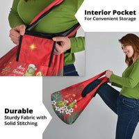 New Zealand Kakapo Christmas Grocery Bag Owl Parrot Santa Sliver Fern Manuka - Red - Polynesian Pride