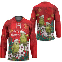 New Zealand Kakapo Christmas Hockey Jersey Owl Parrot Santa Sliver Fern Manuka - Red - Polynesian Pride