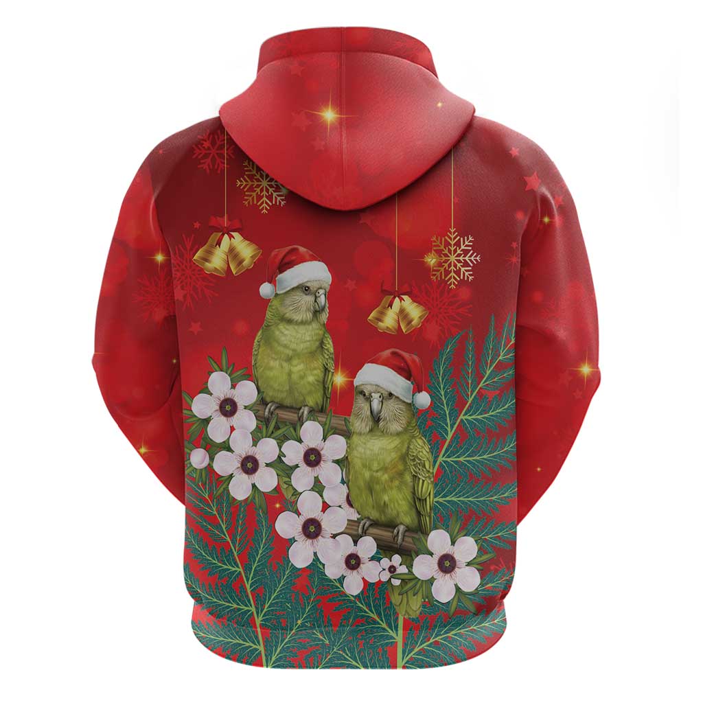 New Zealand Kakapo Christmas Hoodie Owl Parrot Santa Sliver Fern Manuka - Red - Polynesian Pride