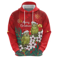 New Zealand Kakapo Christmas Hoodie Owl Parrot Santa Sliver Fern Manuka - Red - Polynesian Pride