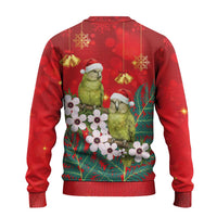 New Zealand Kakapo Christmas Ugly Christmas Sweater Owl Parrot Santa Sliver Fern Manuka - Red - Polynesian Pride