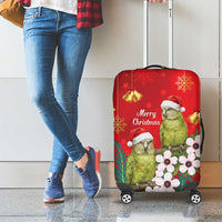 New Zealand Kakapo Christmas Luggage Cover Owl Parrot Santa Sliver Fern Manuka - Red - Polynesian Pride