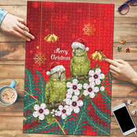 New Zealand Kakapo Christmas Puzzle Owl Parrot Santa Sliver Fern Manuka - Red - Polynesian Pride