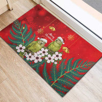 New Zealand Kakapo Christmas Rubber Doormat Owl Parrot Santa Sliver Fern Manuka - Red - Polynesian Pride
