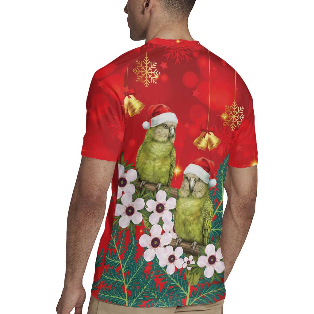 New Zealand Kakapo Christmas Rugby Jersey Owl Parrot Santa Sliver Fern Manuka - Red - Polynesian Pride
