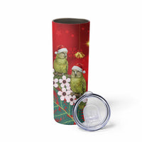 New Zealand Kakapo Christmas Skinny Tumbler Owl Parrot Santa Sliver Fern Manuka - Red - Polynesian Pride