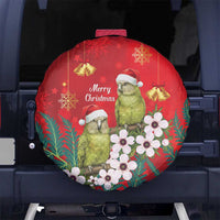New Zealand Kakapo Christmas Spare Tire Cover Owl Parrot Santa Sliver Fern Manuka - Red - Polynesian Pride