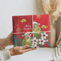 New Zealand Kakapo Christmas Wrapping Paper Owl Parrot Santa Sliver Fern Manuka - Red LT14 - Polynesian Pride