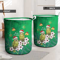 New Zealand Kakapo Christmas Laundry Basket Owl Parrot Santa Sliver Fern Manuka - Green LT14 - Polynesian Pride