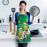 New Zealand Kakapo Christmas Apron Owl Parrot Santa Sliver Fern Manuka - Green - Polynesian Pride