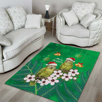 New Zealand Kakapo Christmas Area Rug Owl Parrot Santa Sliver Fern Manuka - Green - Polynesian Pride