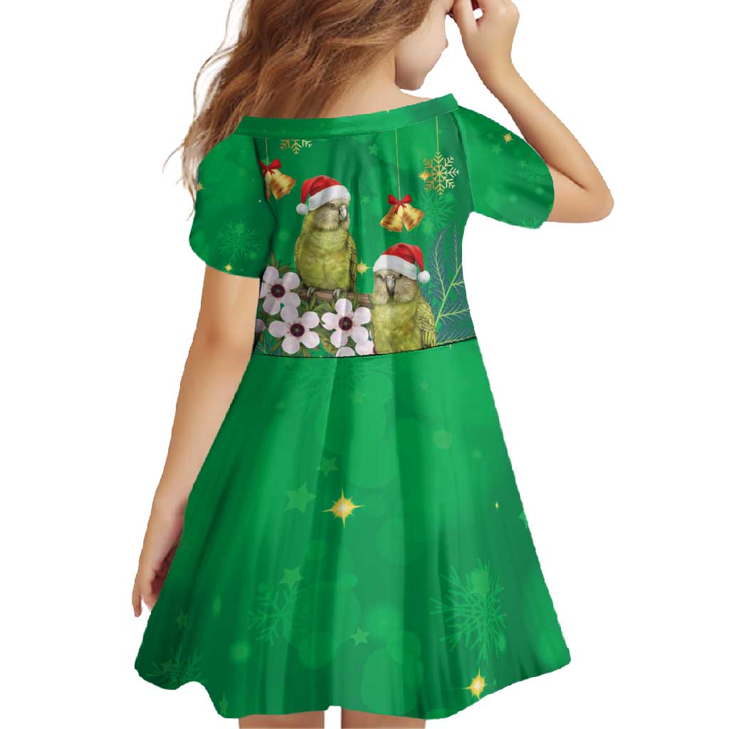 New Zealand Kakapo Christmas Family Matching Mermaid Dress and Hawaiian Shirt Owl Parrot Santa Sliver Fern Manuka - Green - Polynesian Pride