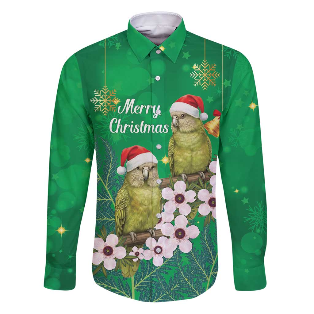 New Zealand Kakapo Christmas Family Matching Puletasi and Hawaiian Shirt Owl Parrot Santa Sliver Fern Manuka - Green - Polynesian Pride