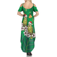 New Zealand Kakapo Christmas Family Matching Summer Maxi Dress and Hawaiian Shirt Owl Parrot Santa Sliver Fern Manuka - Green - Polynesian Pride