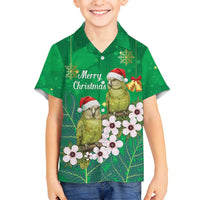New Zealand Kakapo Christmas Family Matching Summer Maxi Dress and Hawaiian Shirt Owl Parrot Santa Sliver Fern Manuka - Green - Polynesian Pride