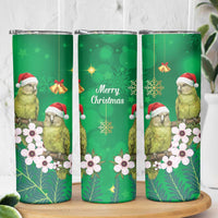 New Zealand Kakapo Christmas Skinny Tumbler Owl Parrot Santa Sliver Fern Manuka - Green - Polynesian Pride