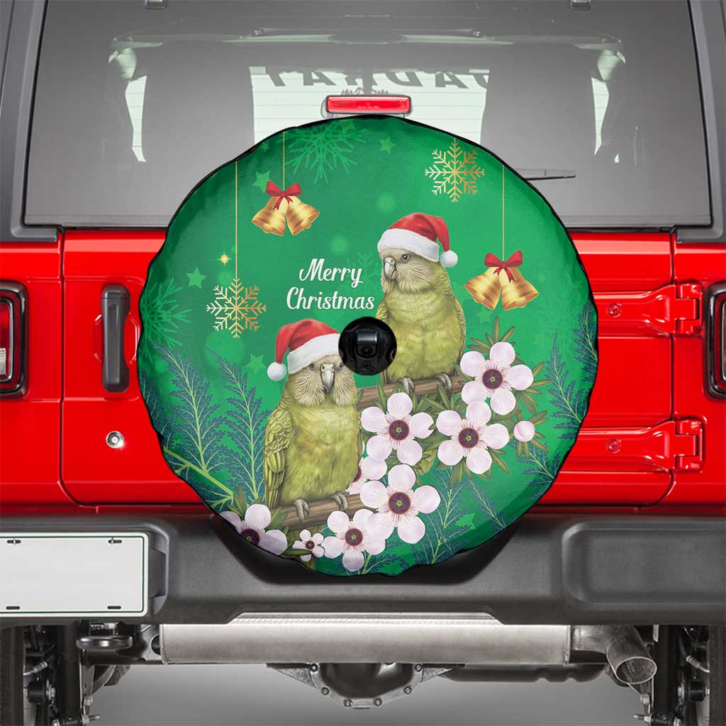 New Zealand Kakapo Christmas Spare Tire Cover Owl Parrot Santa Sliver Fern Manuka - Green - Polynesian Pride