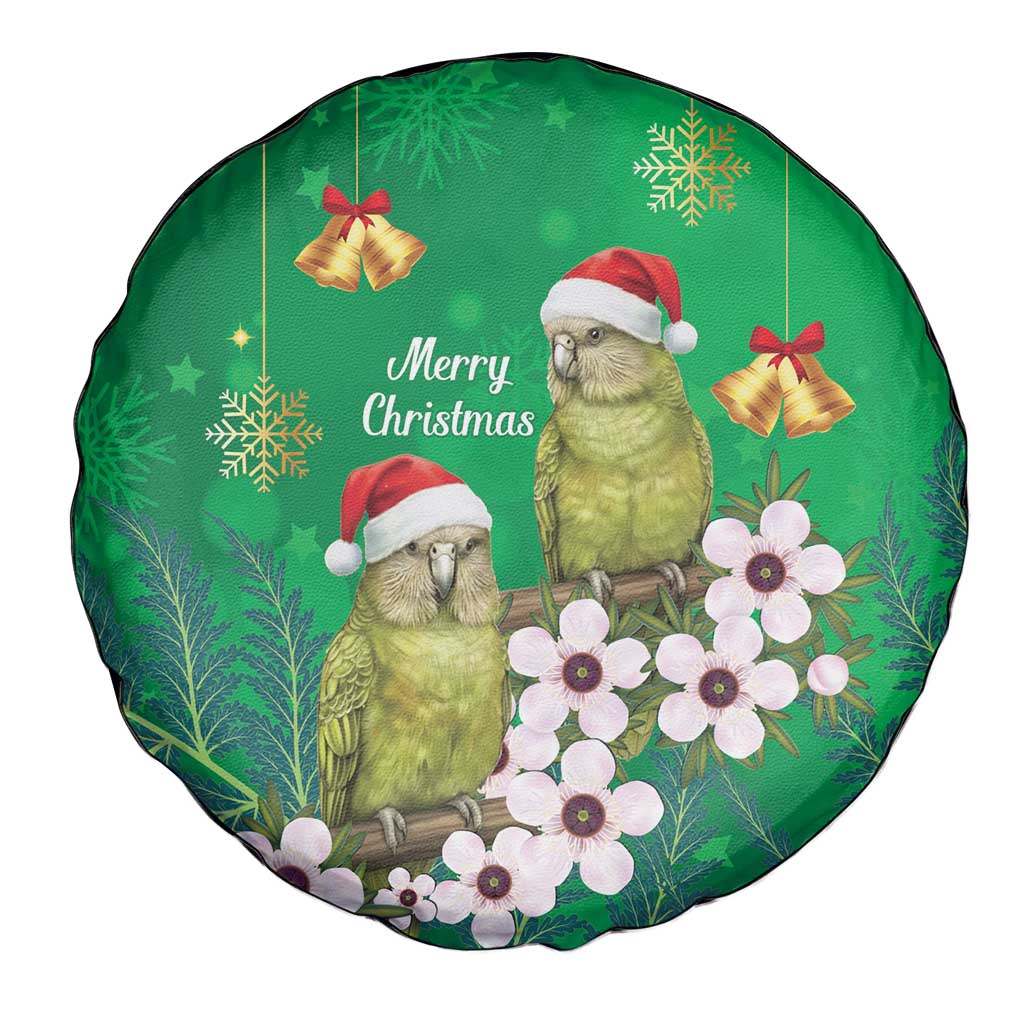 New Zealand Kakapo Christmas Spare Tire Cover Owl Parrot Santa Sliver Fern Manuka - Green - Polynesian Pride