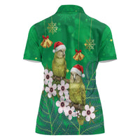 New Zealand Kakapo Christmas Women Polo Shirt Owl Parrot Santa Sliver Fern Manuka - Green - Polynesian Pride