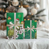New Zealand Kakapo Christmas Wrapping Paper Owl Parrot Santa Sliver Fern Manuka - Green LT14 - Polynesian Pride