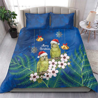 New Zealand Kakapo Christmas Bedding Set Owl Parrot Santa Sliver Fern Manuka - Blue - Polynesian Pride