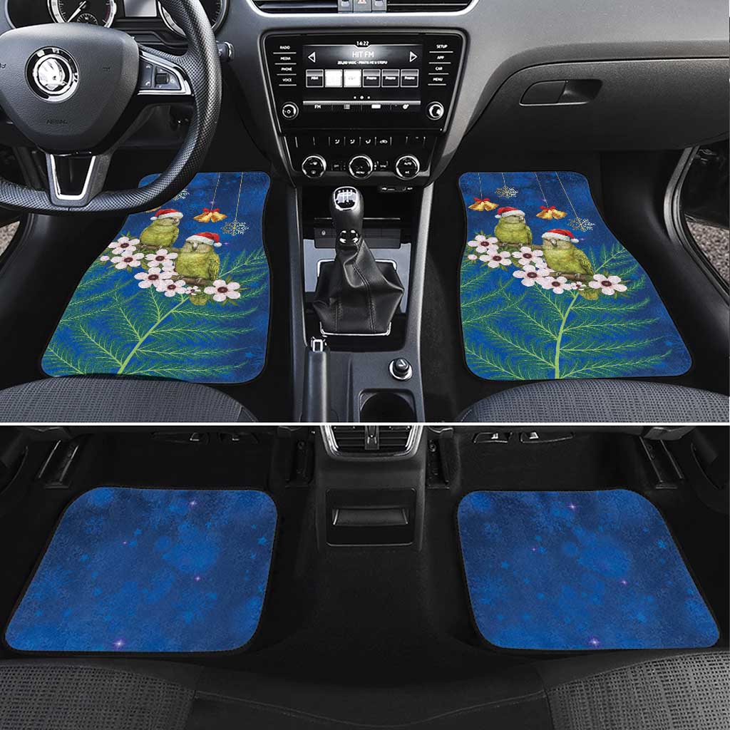 New Zealand Kakapo Christmas Car Mats Owl Parrot Santa Sliver Fern Manuka - Blue - Polynesian Pride