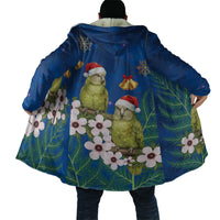 New Zealand Kakapo Christmas Cloak Owl Parrot Santa Sliver Fern Manuka - Blue - Polynesian Pride