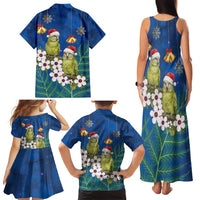 New Zealand Kakapo Christmas Family Matching Tank Maxi Dress and Hawaiian Shirt Owl Parrot Santa Sliver Fern Manuka - Blue - Polynesian Pride