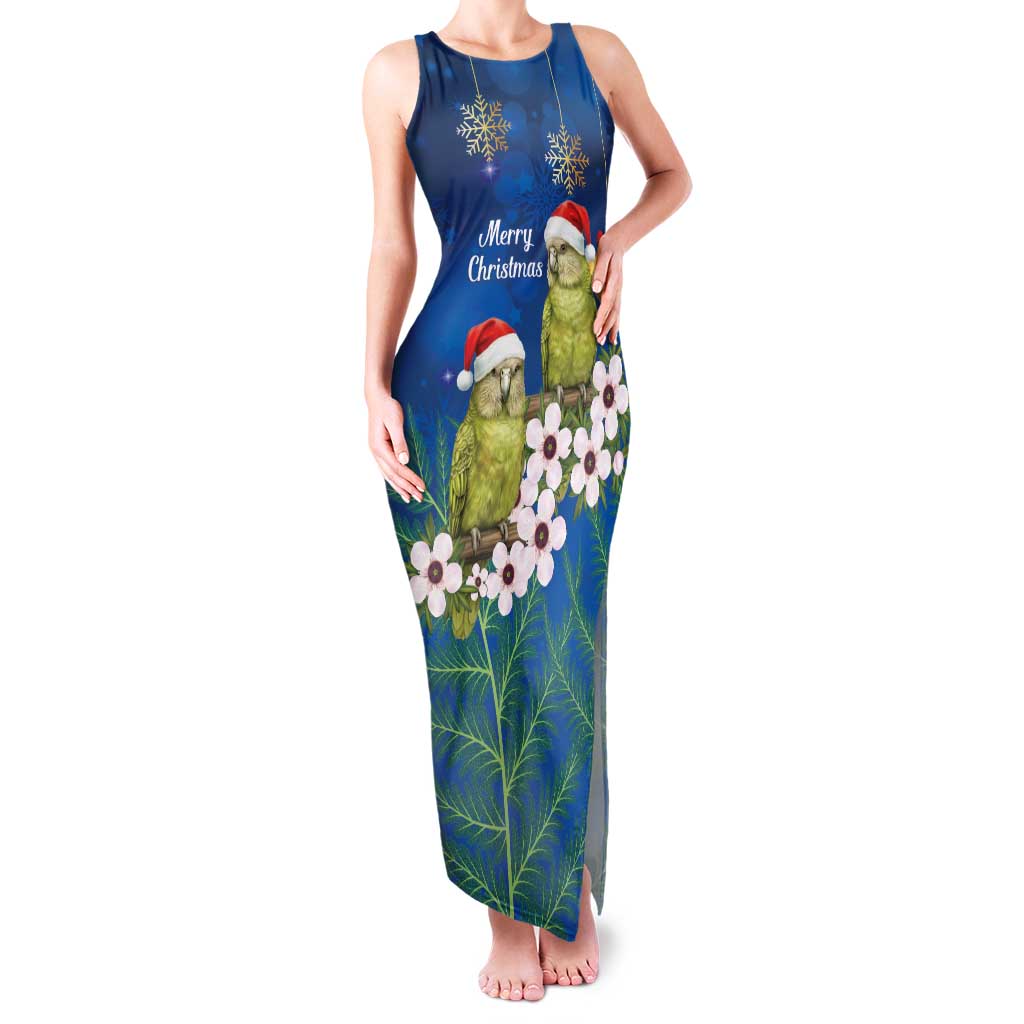 New Zealand Kakapo Christmas Family Matching Tank Maxi Dress and Hawaiian Shirt Owl Parrot Santa Sliver Fern Manuka - Blue - Polynesian Pride