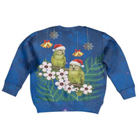 New Zealand Kakapo Christmas Kid Ugly Christmas Sweater Owl Parrot Santa Sliver Fern Manuka - Blue - Polynesian Pride