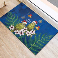 New Zealand Kakapo Christmas Rubber Doormat Owl Parrot Santa Sliver Fern Manuka - Blue - Polynesian Pride