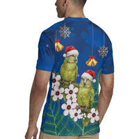 New Zealand Kakapo Christmas Rugby Jersey Owl Parrot Santa Sliver Fern Manuka - Blue - Polynesian Pride