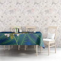 New Zealand Kakapo Christmas Tablecloth Owl Parrot Santa Sliver Fern Manuka - Blue - Polynesian Pride