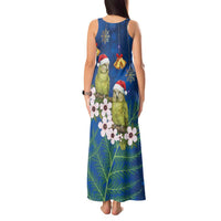 New Zealand Kakapo Christmas Tank Maxi Dress Owl Parrot Santa Sliver Fern Manuka - Blue - Polynesian Pride