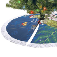 New Zealand Kakapo Christmas Tree Skirt Owl Parrot Santa Sliver Fern Manuka - Blue - Polynesian Pride