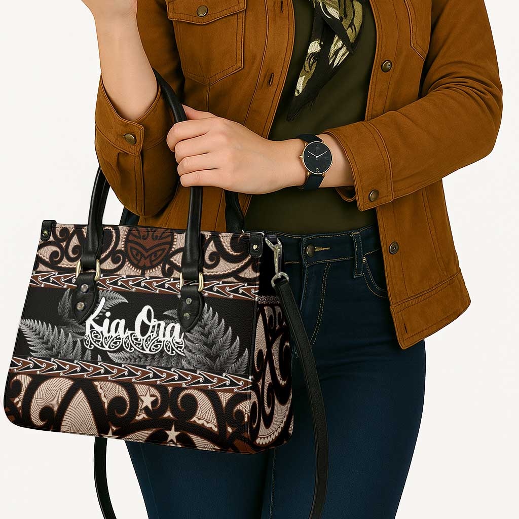 Kia Ora New Zealand Leather Bag Aotearoa Proud Maori Silver Fern - Polynesian Pride