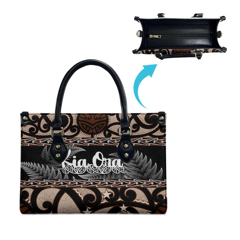 Kia Ora New Zealand Leather Bag Aotearoa Proud Maori Silver Fern - Polynesian Pride