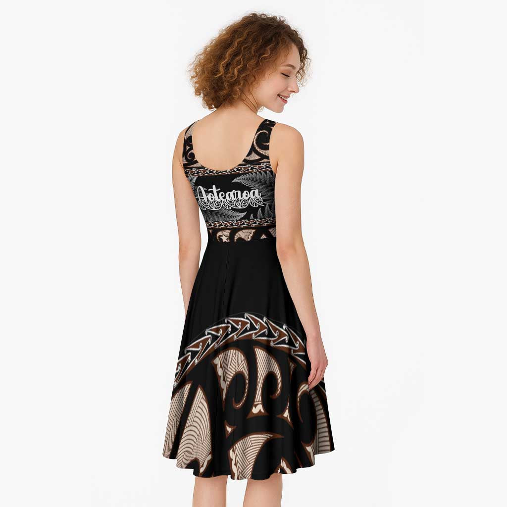Kia Ora New Zealand Midi Dress Aotearoa Proud Maori Silver Fern - Polynesian Pride