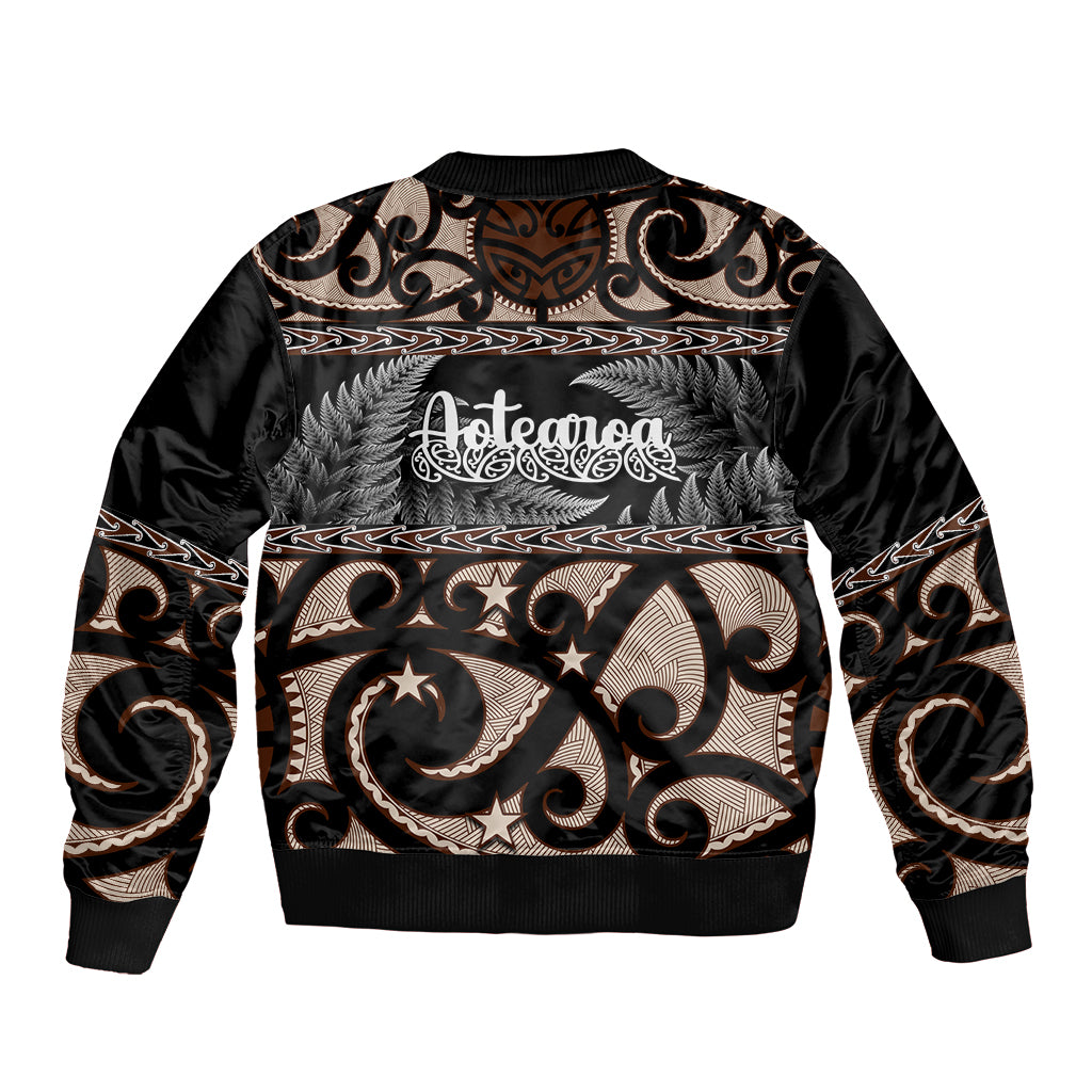 Kia Ora New Zealand Sleeve Zip Bomber Jacket Aotearoa Proud Maori With Silver Fern LT14 - Polynesian Pride