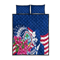Guam Martin Luther King Jr Day Quilt Bed Set I Have A Dream Guahan Seal With Bougainvillea LT14 Blue - Polynesian Pride