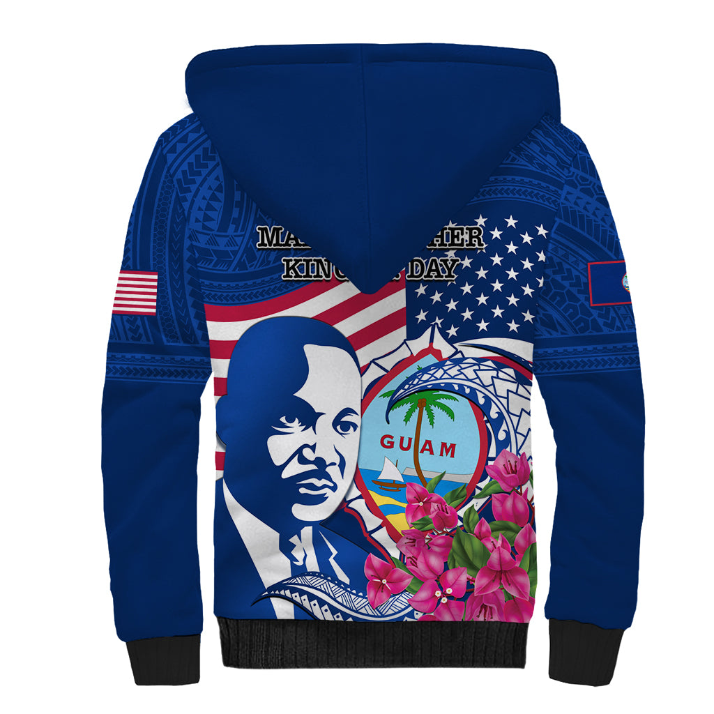 Guam Martin Luther King Jr Day Sherpa Hoodie I Have A Dream Guahan Seal With Bougainvillea LT14 - Polynesian Pride