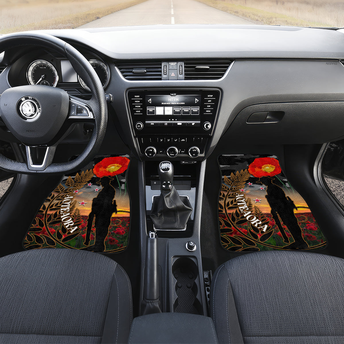 New Zealand ANZAC Day Car Mats Lest We Forget Silver Fern With Camouflage LT14 - Polynesian Pride