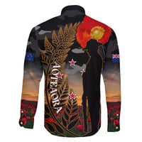 New Zealand ANZAC Day Family Matching Off Shoulder Maxi Dress and Hawaiian Shirt Lest We Forget Silver Fern With Camouflage LT14 - Polynesian Pride