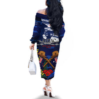 Australia And New Zealand ANZAC Day Family Matching Off Shoulder Long Sleeve Dress and Hawaiian Shirt Lest We Forget Silver Fern With Golden Wattle LT14 - Polynesian Pride