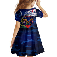 Australia And New Zealand ANZAC Day Family Matching Off Shoulder Short Dress and Hawaiian Shirt Lest We Forget Silver Fern With Golden Wattle LT14 - Polynesian Pride