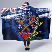 Australia And New Zealand ANZAC Day Hooded Blanket Lest We Forget Silver Fern With Golden Wattle LT14 - Polynesian Pride