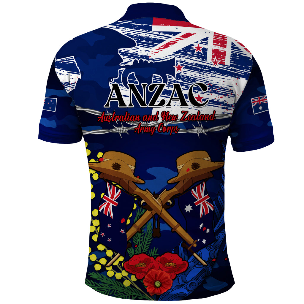 Australia and New Zealand ANZAC Day Polo Shirt - Lest We Forget Silver Fern With Golden Wattle LT14 - Polynesian Pride