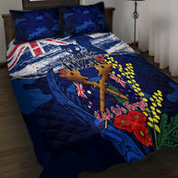Australia And New Zealand ANZAC Day Quilt Bed Set Lest We Forget Silver Fern With Golden Wattle LT14 - Polynesian Pride